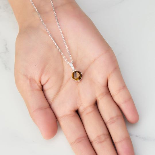 Sterling Silver Tigers Eye Gemstone Necklace - Philip Jones Jewellery