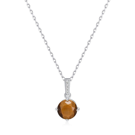 Sterling Silver Tigers Eye Gemstone Necklace - Philip Jones Jewellery