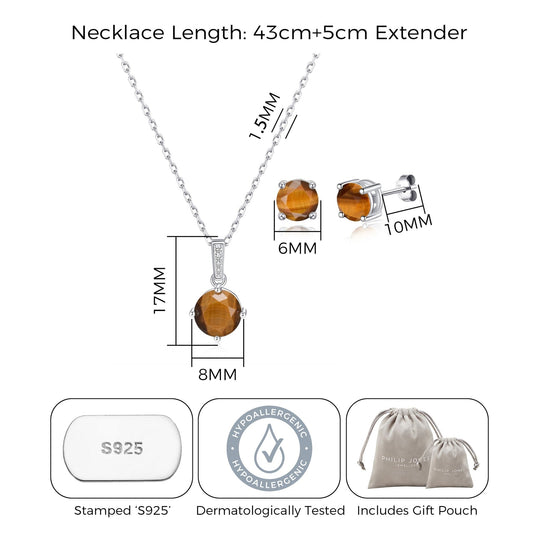 Sterling Silver Tigers Eye Gemstone Set - Philip Jones Jewellery