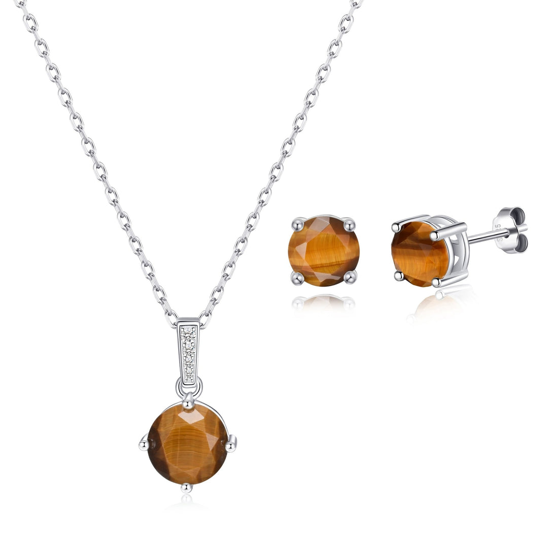 Sterling Silver Tigers Eye Gemstone Set - Philip Jones Jewellery