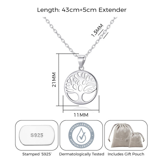 Sterling Silver Tree of Life Necklace - Philip Jones Jewellery