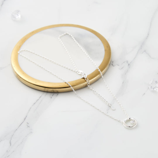 Sterling Silver Twisted Circle Necklace Created with Zircondia® Crystals - Philip Jones Jewellery