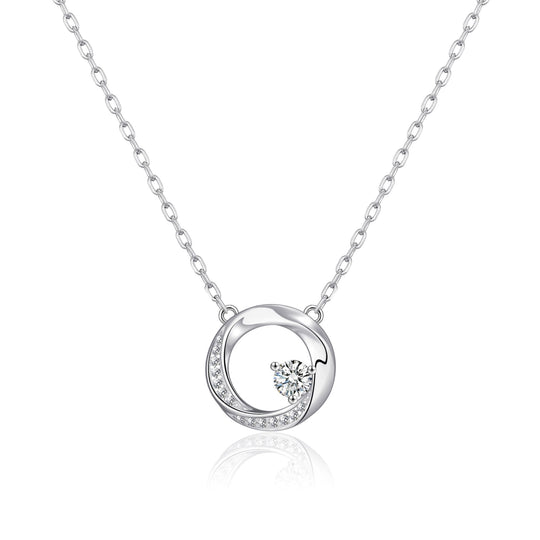 Sterling Silver Twisted Circle Necklace Created with Zircondia® Crystals - Philip Jones Jewellery