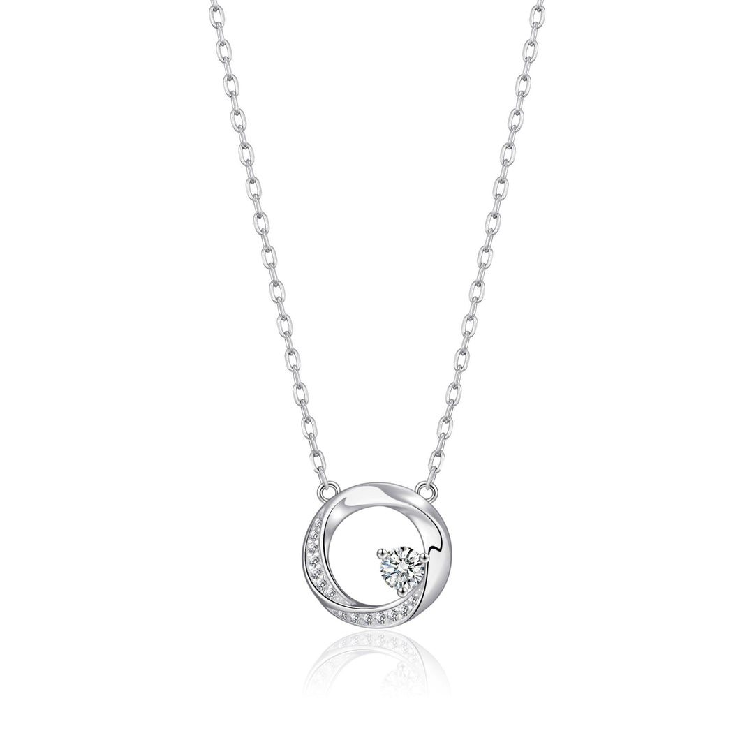 Sterling Silver Twisted Circle Necklace Created with Zircondia® Crystals - Philip Jones Jewellery