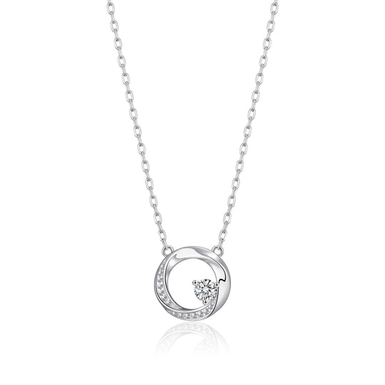 Sterling Silver Twisted Circle Necklace Created with Zircondia® Crystals - Philip Jones Jewellery