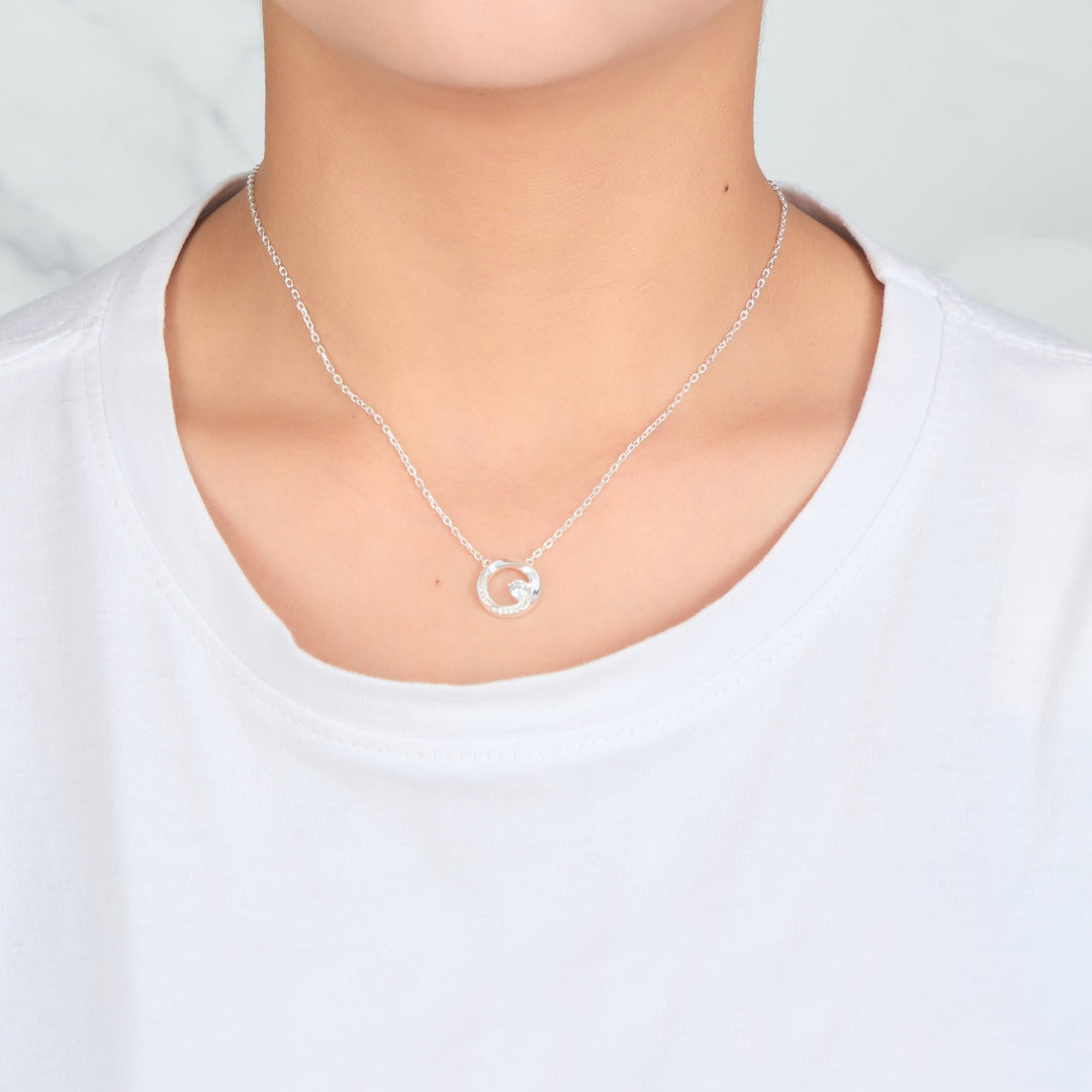 Sterling Silver Twisted Circle Necklace Created with Zircondia® Crystals - Philip Jones Jewellery