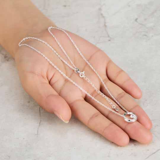 Sterling Silver Twisted Circle Necklace Created with Zircondia® Crystals - Philip Jones Jewellery