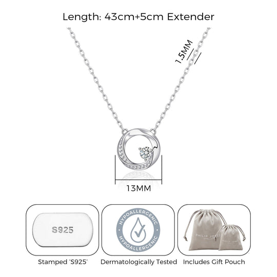 Sterling Silver Twisted Circle Necklace Created with Zircondia® Crystals - Philip Jones Jewellery