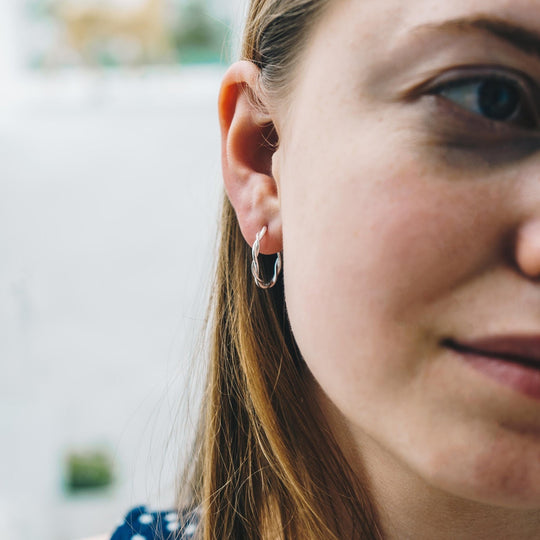 Sterling Silver Twisted Knot Hoop Earrings - Philip Jones Jewellery