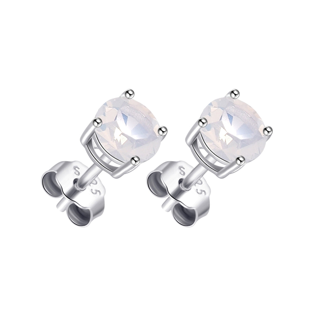 Sterling Silver White Opal Earrings Created with Zircondia® Crystals - Philip Jones Jewellery