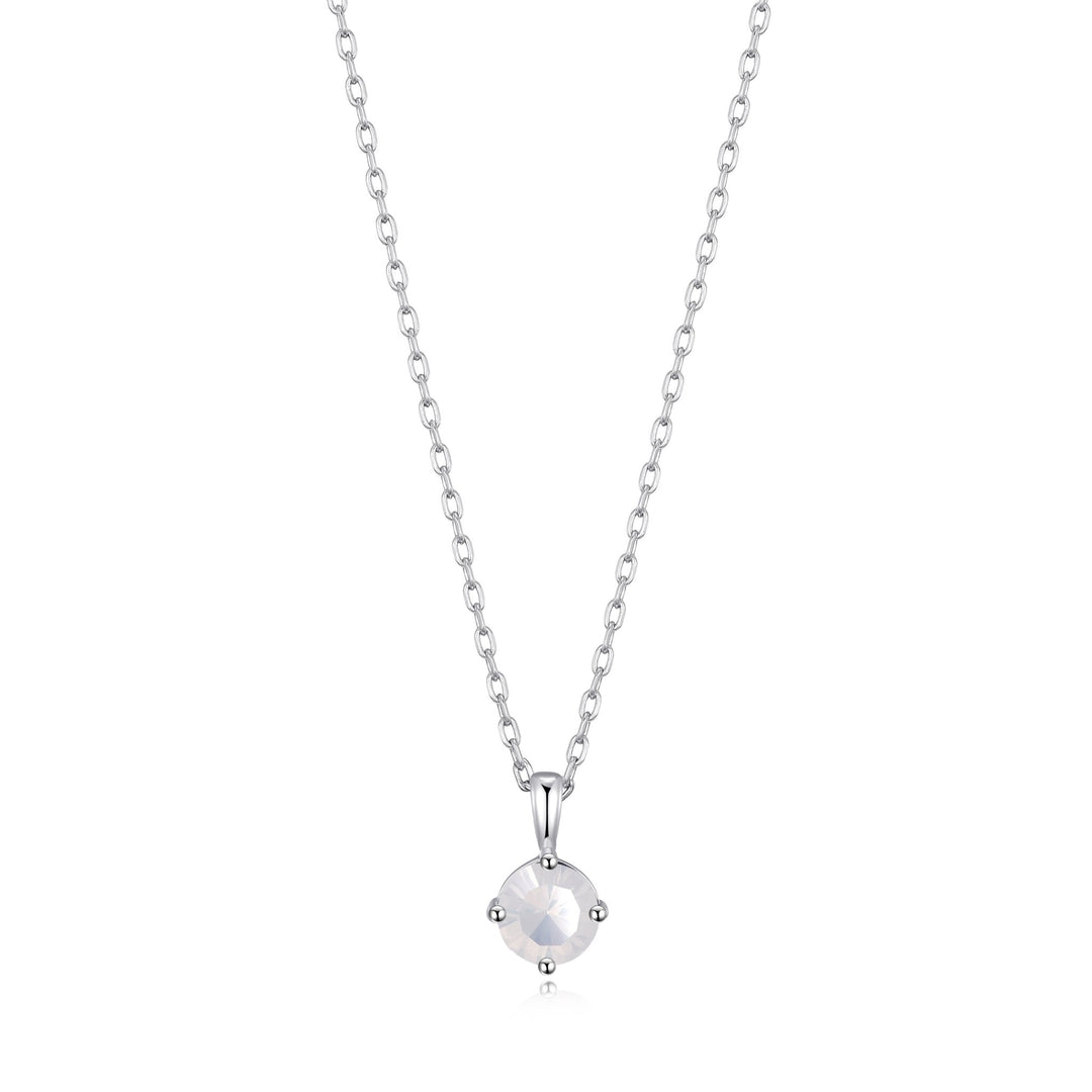 Sterling Silver White Opal Necklace Created with Zircondia® Crystals - Philip Jones Jewellery