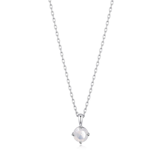 Sterling Silver White Opal Necklace Created with Zircondia® Crystals - Philip Jones Jewellery