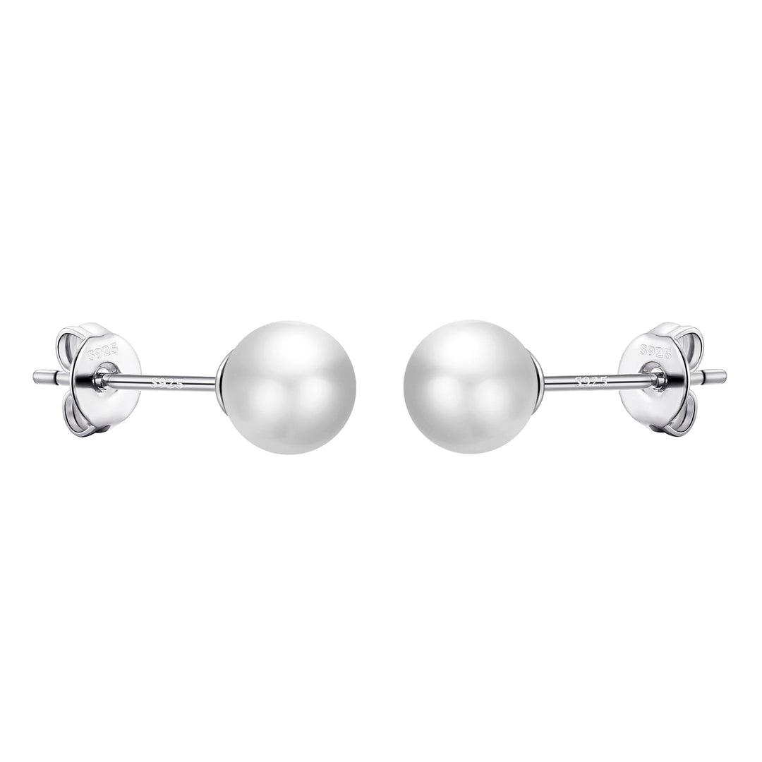 Sterling Silver White Shell Pearl Earrings - Philip Jones Jewellery