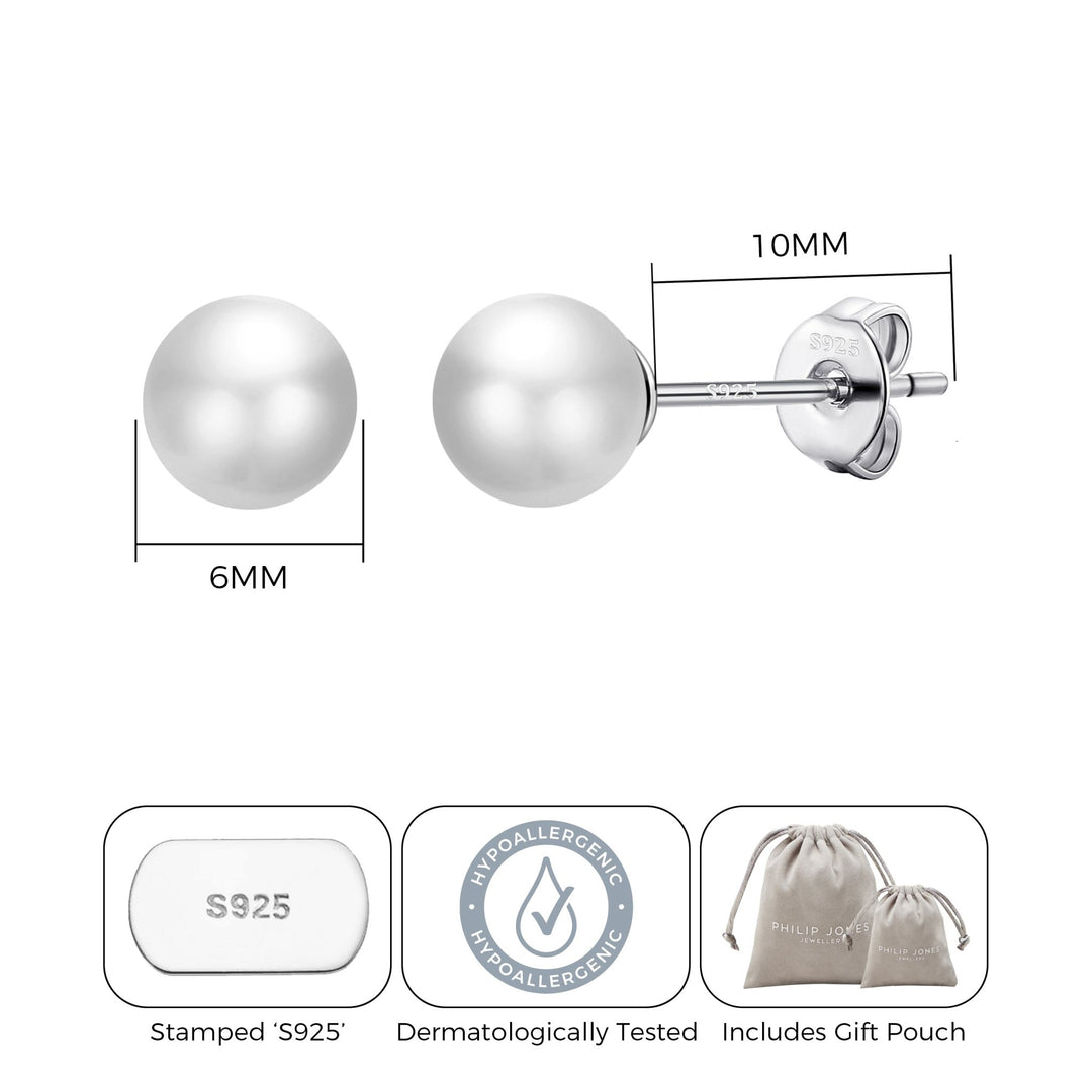 Sterling Silver White Shell Pearl Earrings - Philip Jones Jewellery