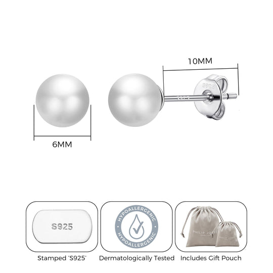 Sterling Silver White Shell Pearl Earrings - Philip Jones Jewellery