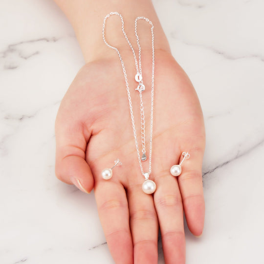 Sterling Silver White Shell Pearl Set - Philip Jones Jewellery