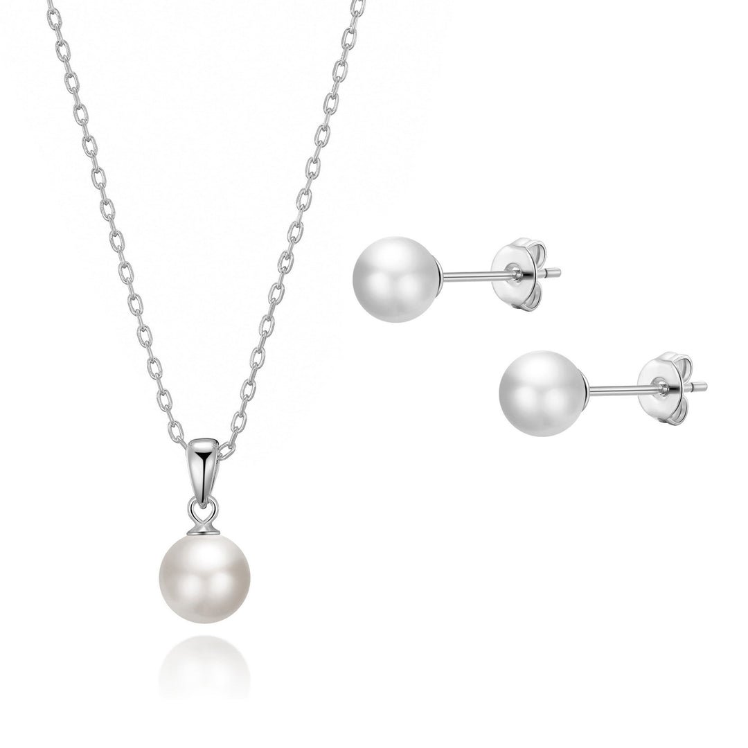 Sterling Silver White Shell Pearl Set - Philip Jones Jewellery