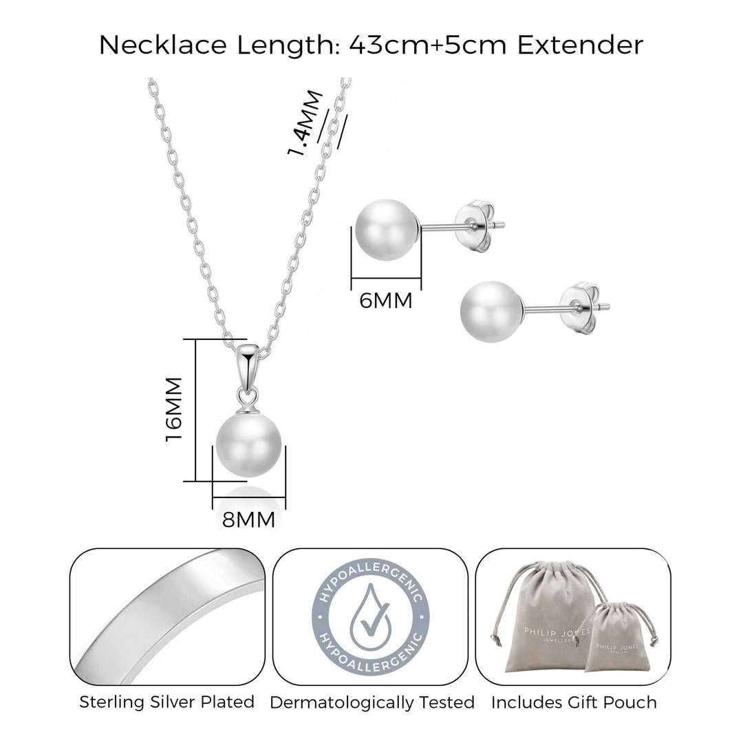 Sterling Silver White Shell Pearl Set - Philip Jones Jewellery