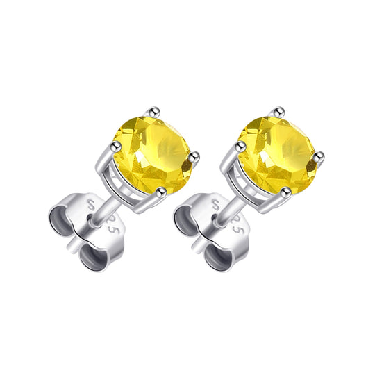 Sterling Silver Yellow Earrings Created with Zircondia® Crystals - Philip Jones Jewellery