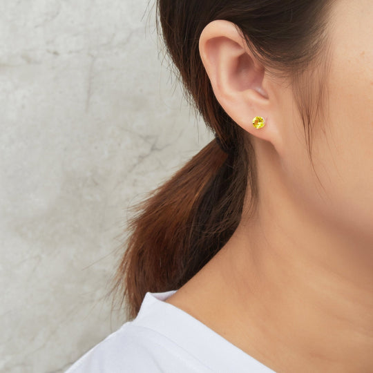 Sterling Silver Yellow Earrings Created with Zircondia® Crystals - Philip Jones Jewellery