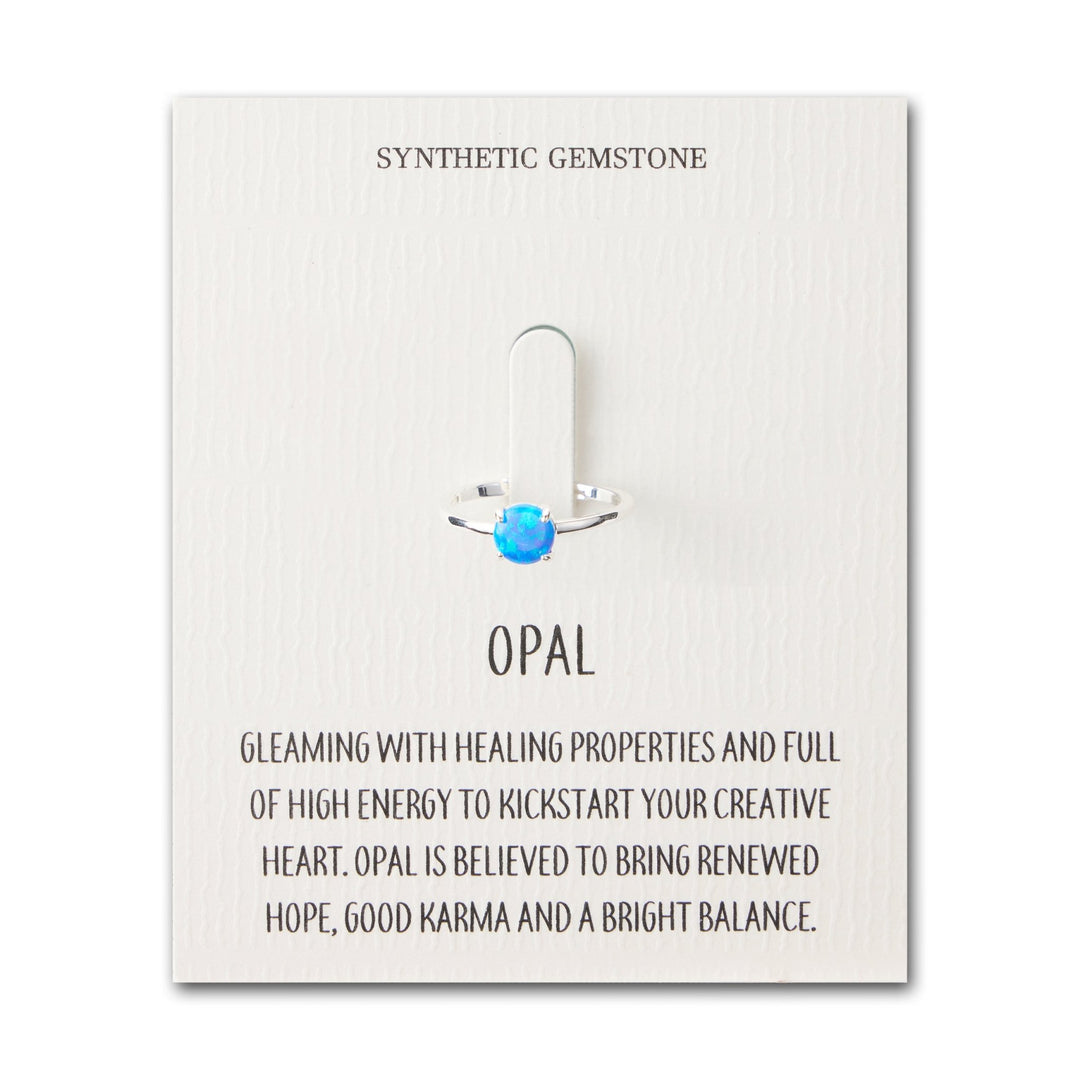 Synthetic Blue Opal Adjustable Ring with Quote Card - Philip Jones Jewellery