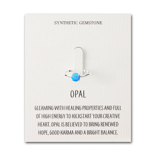 Synthetic Blue Opal Adjustable Ring with Quote Card - Philip Jones Jewellery