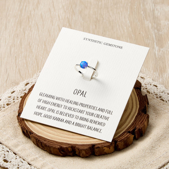 Synthetic Blue Opal Adjustable Ring with Quote Card - Philip Jones Jewellery