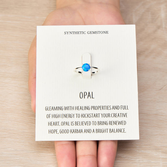 Synthetic Blue Opal Adjustable Ring with Quote Card - Philip Jones Jewellery