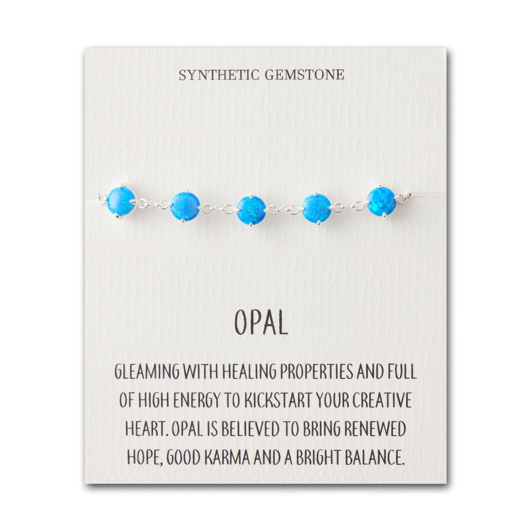Synthetic Blue Opal Gemstone Bracelet with Quote Card - Philip Jones Jewellery