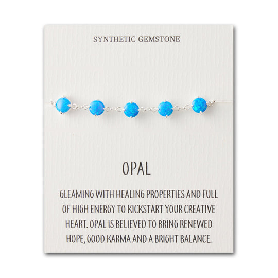 Synthetic Blue Opal Gemstone Bracelet with Quote Card - Philip Jones Jewellery