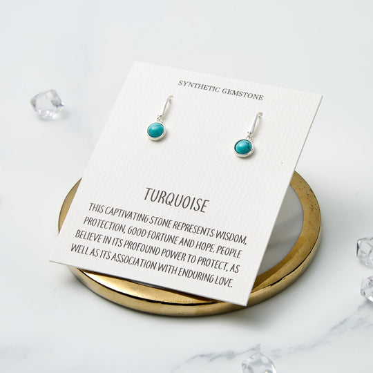 Synthetic Turquoise Drop Earrings with Quote Card - Philip Jones Jewellery