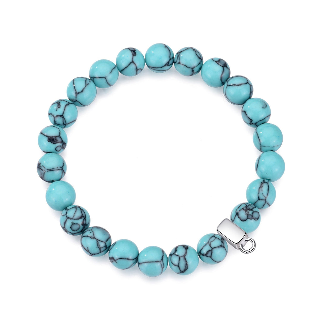 Synthetic Turquoise Gemstone Charm Stretch Bracelet - Philip Jones Jewellery