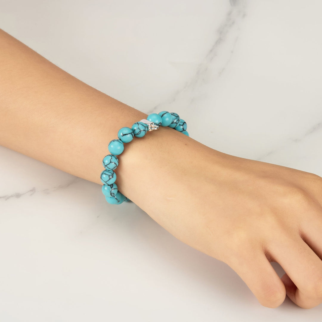 Synthetic Turquoise Gemstone Charm Stretch Bracelet - Philip Jones Jewellery
