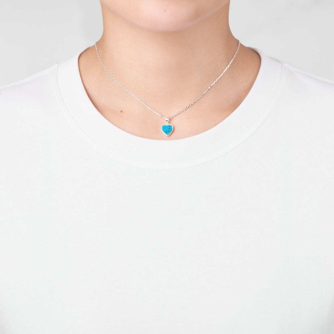 Synthetic Turquoise Gemstone Heart Necklace - Philip Jones Jewellery