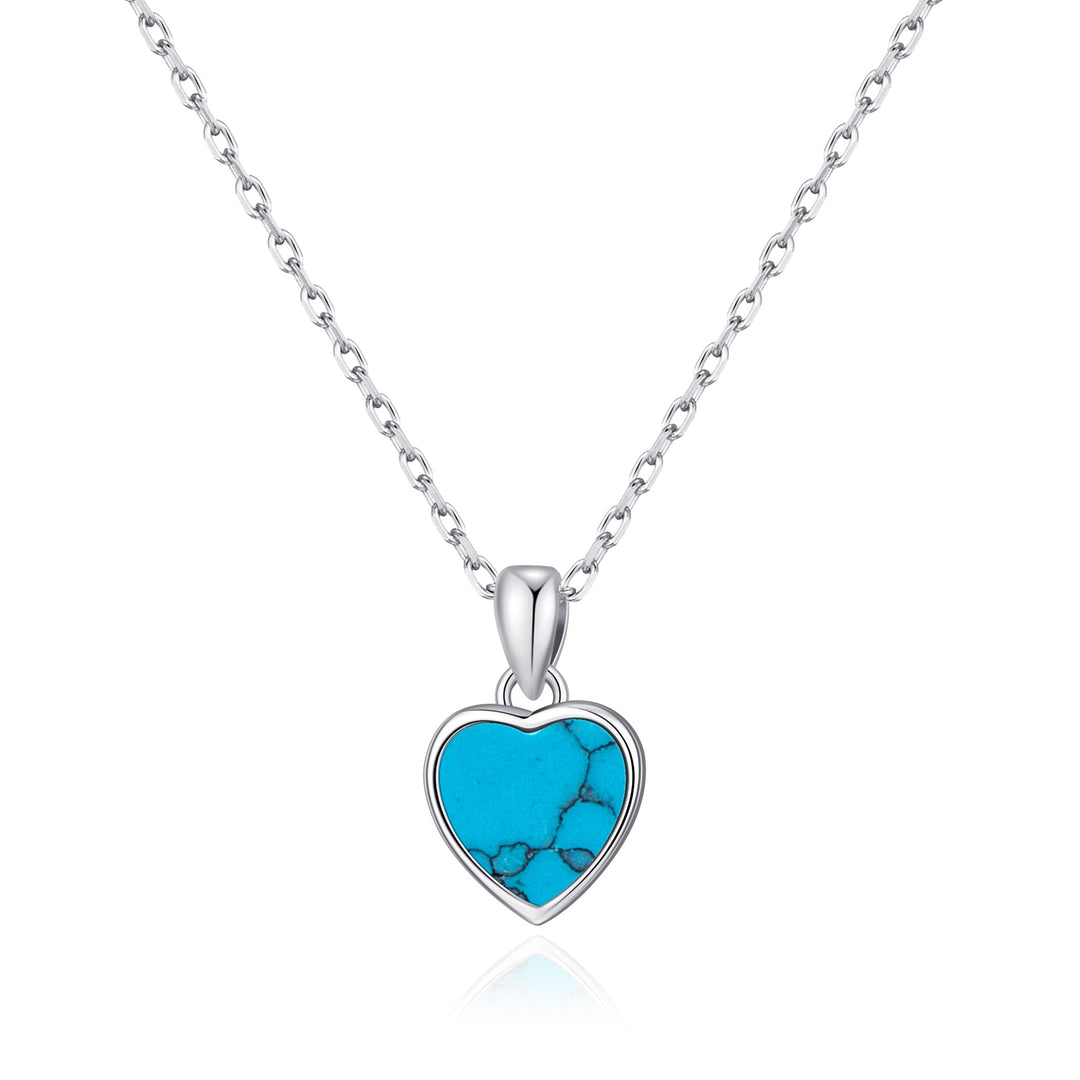 Synthetic Turquoise Gemstone Heart Necklace - Philip Jones Jewellery