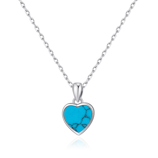 Synthetic Turquoise Gemstone Heart Necklace - Philip Jones Jewellery