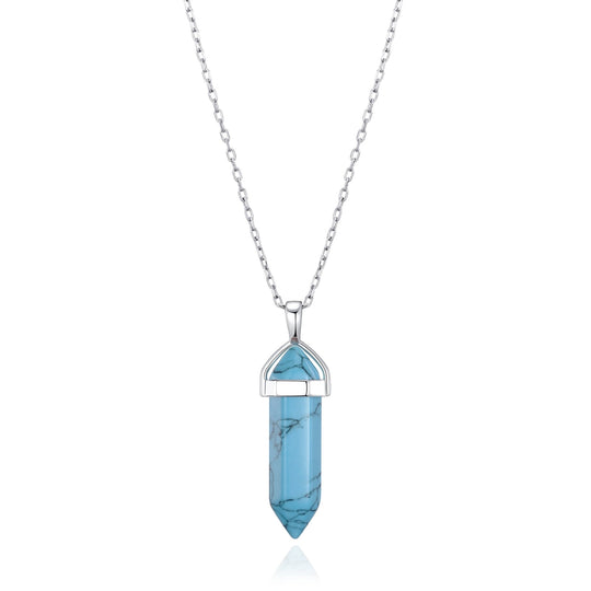 Synthetic Turquoise Genuine Gemstone Necklace - Philip Jones Jewellery
