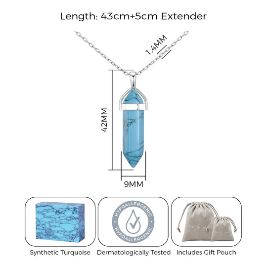 Synthetic Turquoise Genuine Gemstone Necklace - Philip Jones Jewellery