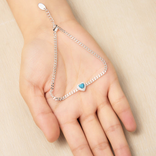 Synthetic Turquoise Heart Gemstone Bracelet Created with Zircondia® Crystals - Philip Jones Jewellery