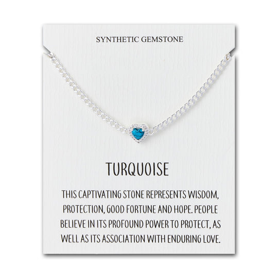 Synthetic Turquoise Heart Gemstone Bracelet with Quote Card Created with Zircondia® Crystals - Philip Jones Jewellery