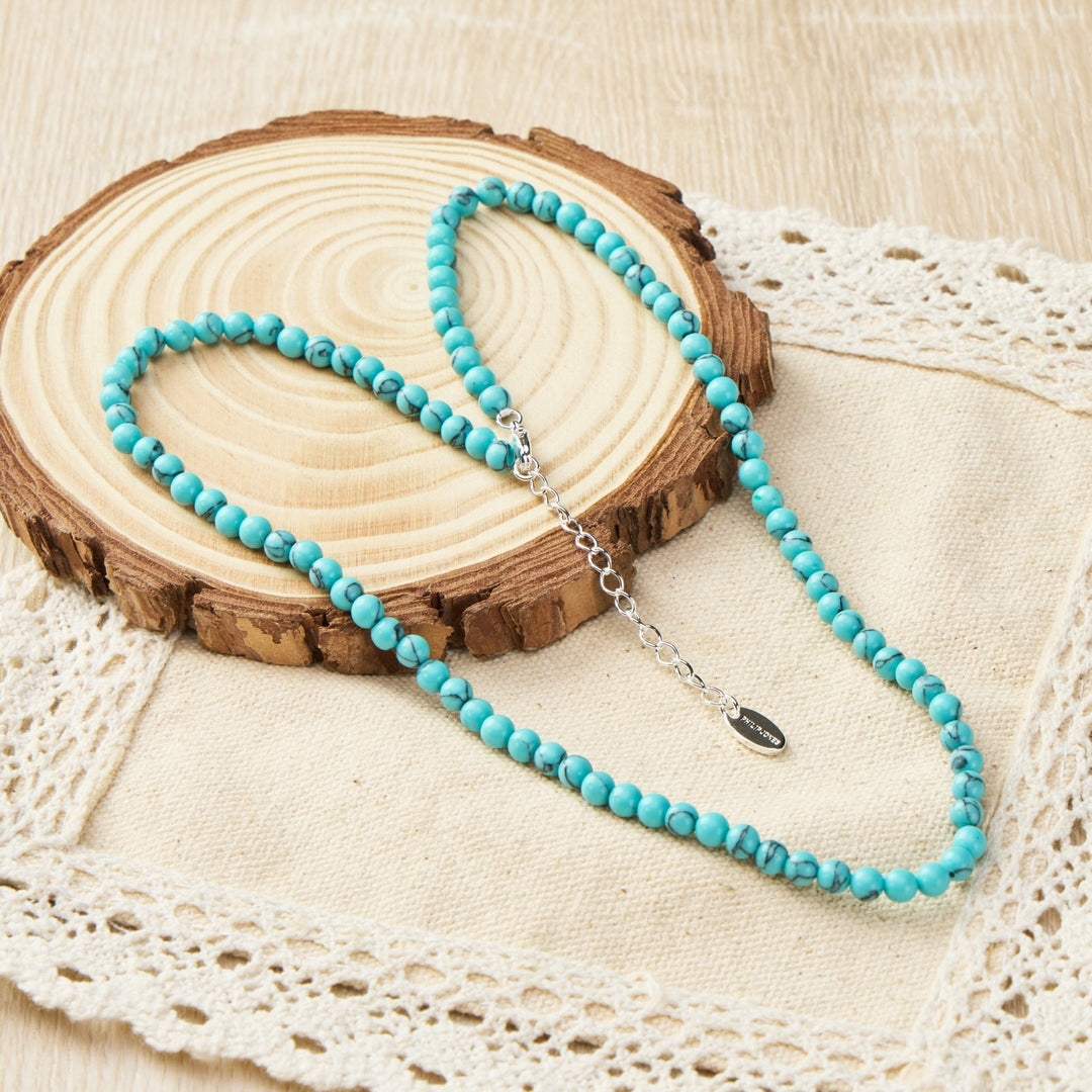 Synthetic Turquoise Mini Beaded Gemstone Necklace - Philip Jones Jewellery