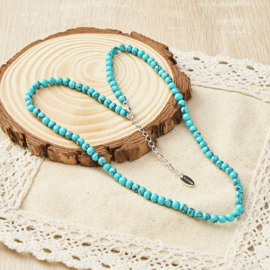 Synthetic Turquoise Mini Beaded Gemstone Necklace - Philip Jones Jewellery