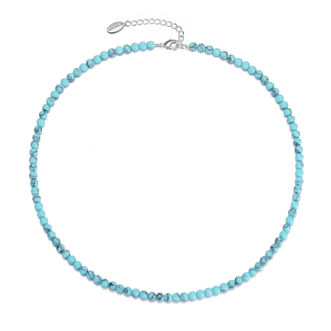 Synthetic Turquoise Mini Beaded Gemstone Necklace - Philip Jones Jewellery
