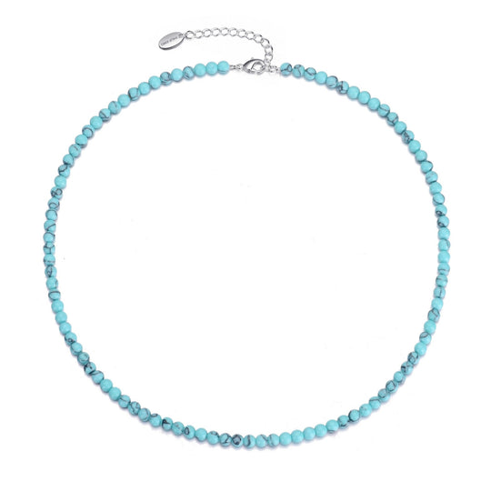 Synthetic Turquoise Mini Beaded Gemstone Necklace - Philip Jones Jewellery