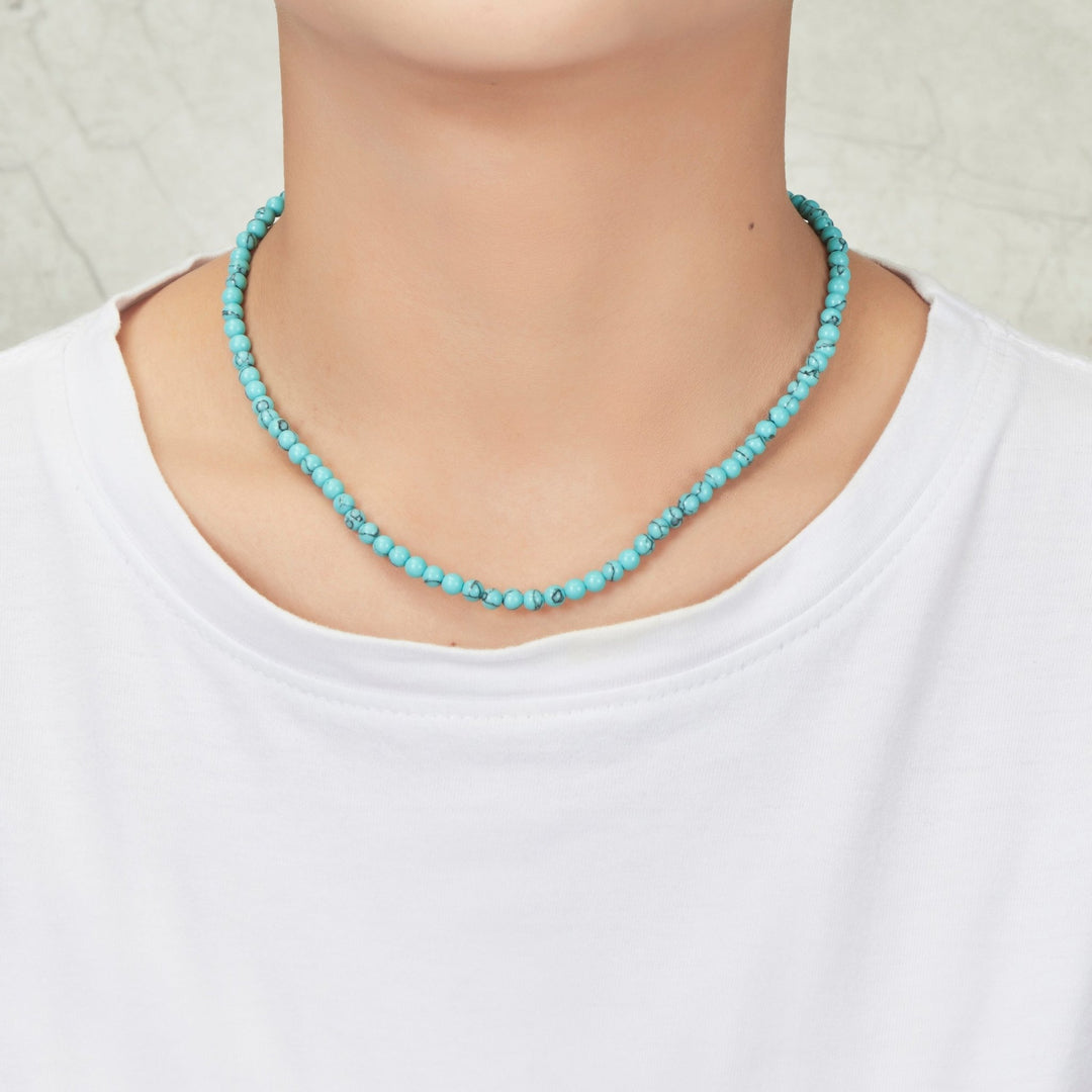 Synthetic Turquoise Mini Beaded Gemstone Necklace - Philip Jones Jewellery