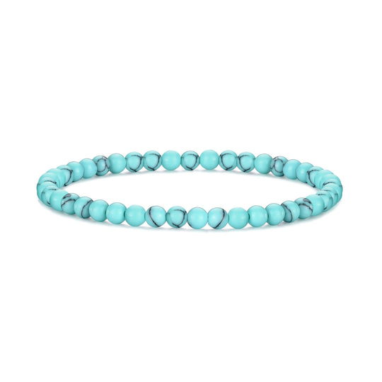 Synthetic Turquoise Mini Beaded Gemstone Stretch Bracelet - Philip Jones Jewellery