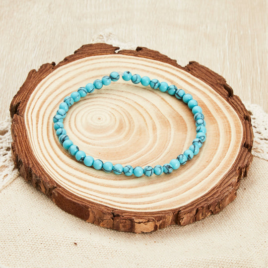 Synthetic Turquoise Mini Beaded Gemstone Stretch Bracelet - Philip Jones Jewellery
