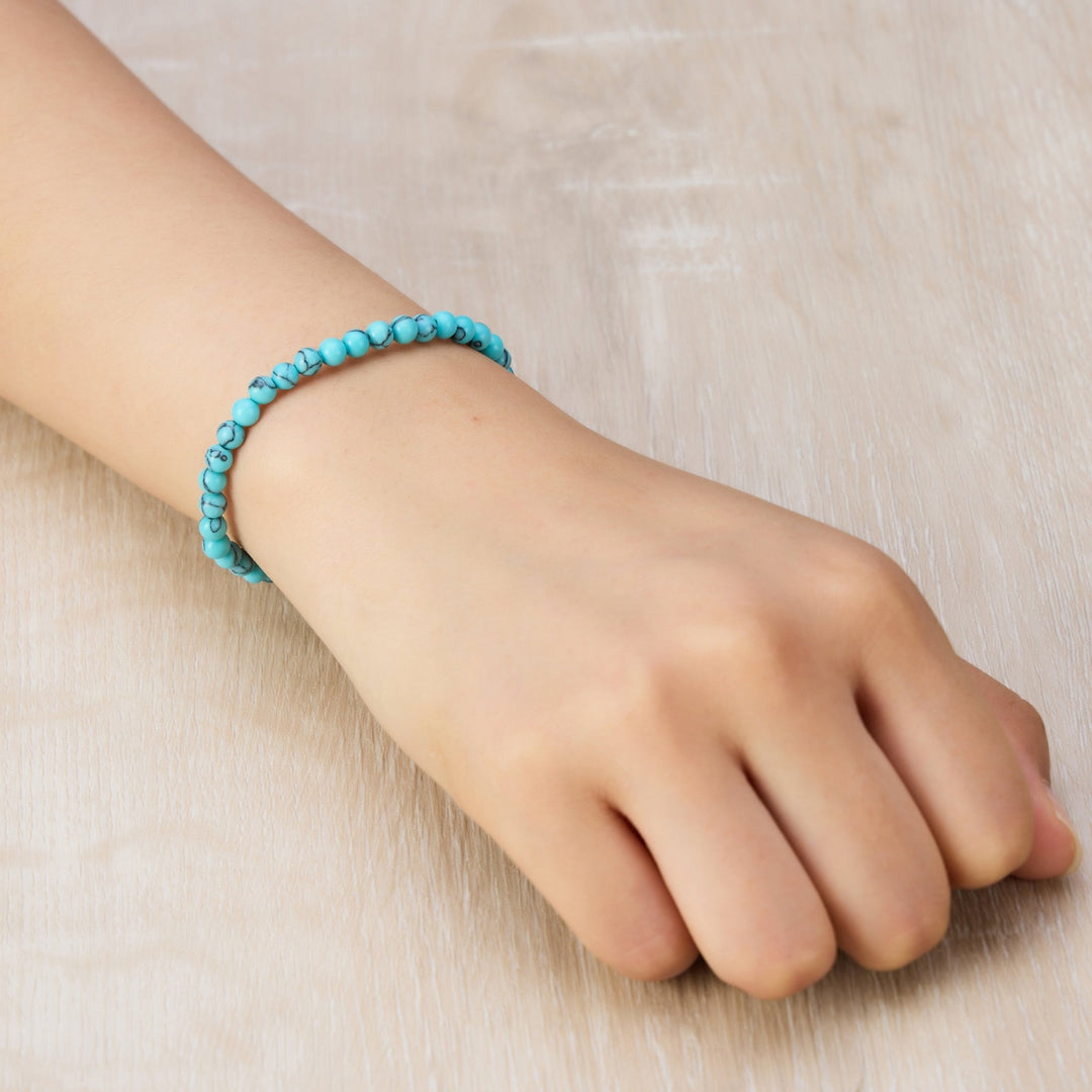 Synthetic Turquoise Mini Beaded Gemstone Stretch Bracelet - Philip Jones Jewellery