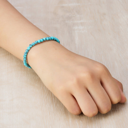 Synthetic Turquoise Mini Beaded Gemstone Stretch Bracelet - Philip Jones Jewellery