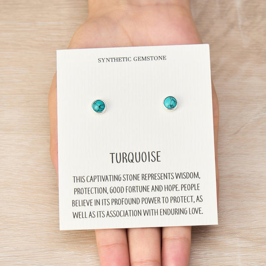 Synthetic Turquoise Stud Earrings with Quote Card - Philip Jones Jewellery